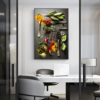 Bylinky a Koreniny Lyžice Plátne Obrazy Moderné kuchynské Nástenné Dekorácií Na Stenu Umenie Plagáty A Vytlačí Domova Cuadros Obrázky