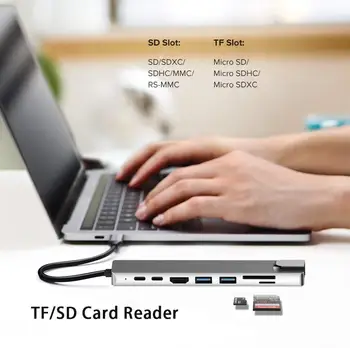 USB C HUB Typ C, HDMI Prepínač RJ45, USB 3.0 Port SD/TF Kariet USB-C Napájanie Doručenia pre MacBook Pro 3.1 USB C Dock Splitter