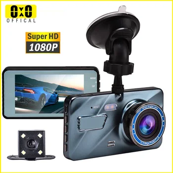 Veľká Obrazovka Auta Dvr s Zozadu Objektív Auto videokamera Full HD 1080P Dash Cam Auto Fotoaparát LED Noc Čierna skrinka