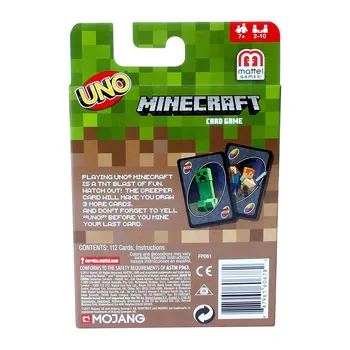 Mattel Hry UNO Minecraft Kartová Hra Rodiny Funny Zábavu, Doskové Hry, Zábava Poker Deti Hračky, Hracie Karty