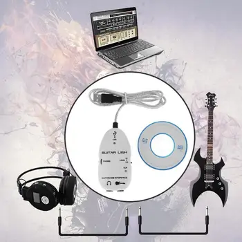 Gitara na USB Zvuk Prehrávač Zvuková Karta Effector Rozhranie pre Prepojenie Audio Kábel Nahrávanie Hudby Adaptér Podpora Windows XP/MacOS, atď