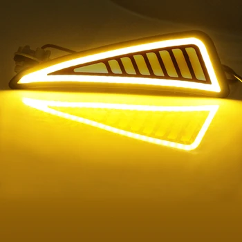 YCCPAUTO Auto Styling DRL Svetlá pre Denné svietenie Jazdy Trojuholník Pruhom Biela Žltá Dual Color Nepremokavé KLASU Svetla, 2KS