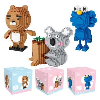 LOZ Bloky Cartoon Zvierat Medveď Anime Lev Obrázok Modrá Bábiky Koala Držiak na Pero Stavebné Bloky Osvietil Micro Tehla Zábavné Hračky