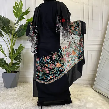 2021 Ramadánu Eid Mubarak Výšivky Abaya Turecko Kimono Moslimských Cardigan Islam Oblečenie Abayas Pre Ženy Dubaj Kaftan Župan Femme