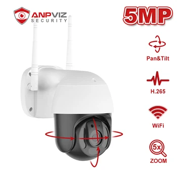 Anpviz 5MP WIFI PTZ Kamery 5X Optický Zoom Vonkajšie Wirelese Bezpečnosti Cam obojsmerné Audio Vstavaný Mikrofón a Reproduktor IR60m Onvif