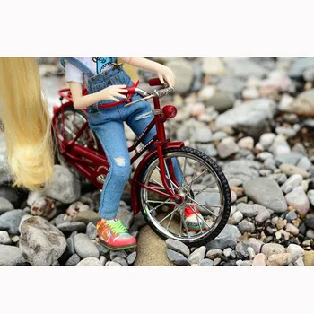 1PCS 1/6 domček pre bábiky Miniatúrne Bicykel s Taška pre Blyth, Pullip, Barbies Bábika