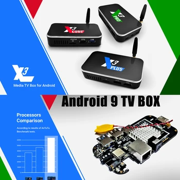 X3 Plus TV Box Android 9.0 4GB RAM DDR4 64GB X3 PRO 32GB Amlogic S905X3 WiFi 1000M 4K X3-CUBE 2 GB, 16 GB Bluetooth Set-Top TVBox