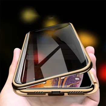 Ochrana osobných údajov Sklo, Magnetické puzdro pre iPhone 11 XR XS, 360 Anti-spy Prípade, Magnetické Ochranné puzdro pre iPhone 11 Pro 6 7 8