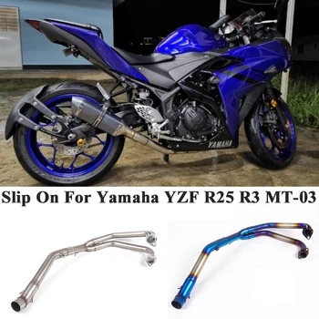 Slip Na Yamaha YZF R25 R3 MT-03 Motocykel Celý Výfukový Systém Uniknúť Modifikované Predné Uprostred Prepojenie Potrubia Bez Šál 51mm