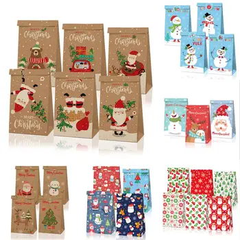 Santa Claus Kraft Papier Candy Bag Veselé Vianočné Dekorácie pre Domov Vianočné Ozdoby Vianočné Darčeky Firmware Nový Rok 2020 2021