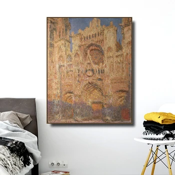 Rouen Katedrála s.m o Monet Plagáty a Tlač Plátno na Maľovanie Kaligrafie Stenu Obrázky, Obývacia Izba, Spálňa Domova