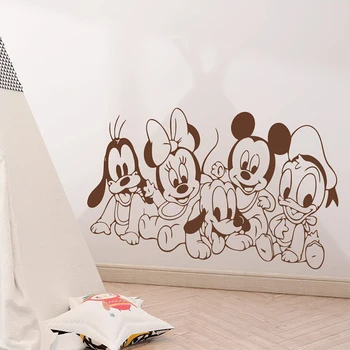 Cartoon Disney Mickey Minnie Mouse S Priateľom, Samolepky Na Stenu Pre Domova Škôlky Deti Miestnosti Dekorácie Vinyl Nástenná Maľba Stenu