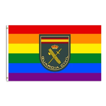 Španielsko Gay Vlajka Policajným Odznakom alebo Občianskej Stráže Odznak 3x5 FT 100D Polyester Mosadz osadené priechodkami