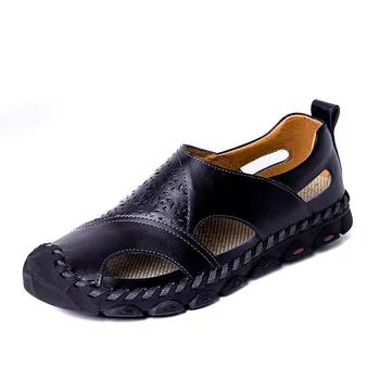 2019 Nové Letné Sandále Mužov Priedušná Kvalitné Originálne Kožené Sandále Muž Byty Plus Veľkosť Módne Bežné Pláži pánske topánky