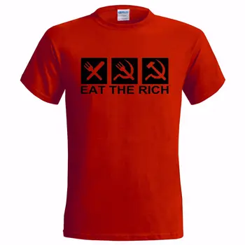 Jesť Bohaté Logo Pánske Tričko Rusko Komunistickej Komunizmu Tlačiť T-shirt pánske Hip Hop Tričká Topy Harajuku Streetwear