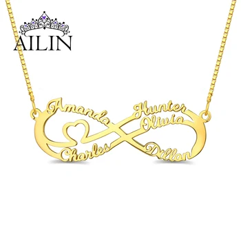 AILIN 2020 5 Mená Vlastné priezvisko Nacklace 18K Zlatom Nehrdzavejúcej Ocele Infinity Štítku Náhrdelník Matka Šperky, Darčeky