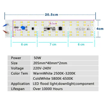 Nové Inteligentné IC SMD LED Korálky 220V 230V 50W LED Čip pre Vonkajšie Floodlight DIY pre Projektor Svetlá Veľké svetlo emitujúce oblasti