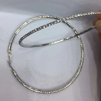 Nové 10cm Hoop Náušnice S Drahokamu Crystal Kruhu Náušnice Jednoduché Veľký Kruh Strieborné Pozlátené Hoop Náušnice Šperky Pre Ženy