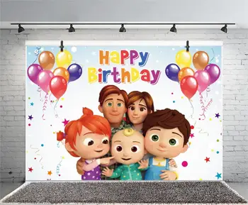 Cocomelon Pozadie Deti Happy Birthday Party Baby Sprcha Balón Foto Pozadie Dekor Banner Studio Prop