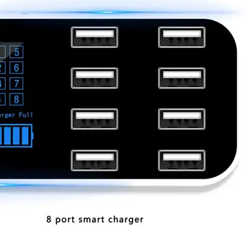 8 USB Multi-Port Adaptéra Ploche Steny Nabíjačku Smart LED Displej Nabíjacej Stanice Hub S LCD Displejom