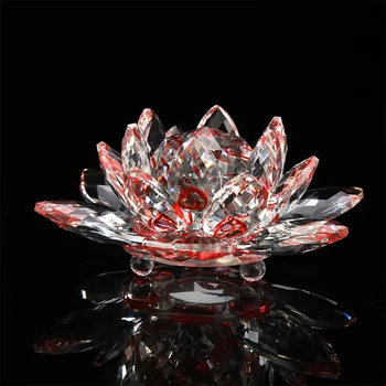 80~200 mm 1 Kus Red Crystal Lotus Paperweight Sklo Fengshui Dekoratívne Figúrka Domáce Dekorácie Accessaries najpredávanejších