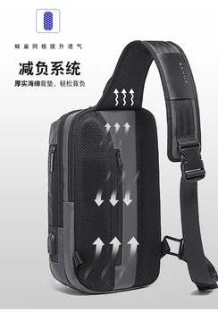 Xiao Nové Módne bežné Vonkajšie cestovné crossbody taška cez rameno USB nabíjanie Mužov hrudníka bag Anti-theft proti Poškriabaniu