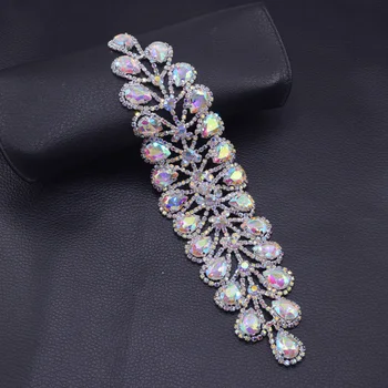1piece crystal AB kamienkami svadobné pás krídla appliques záplaty pre svadobné šaty, oblečenie šiť na DIY šitie textílie plavidlá