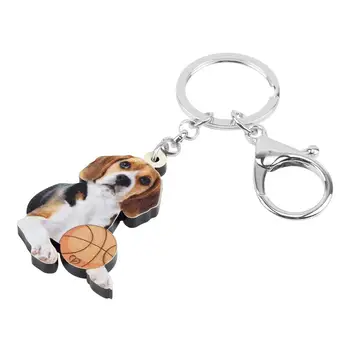 WEVENI Akryl Roztomilý Beagles Psa Keychains Keyring Tlač Pet Zvierat Šperky, prívesok Pre Deti, Mládež Klasické Festival Darček Charms