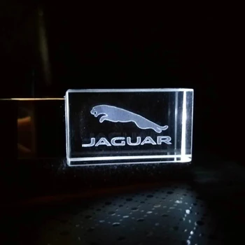 Krištáľové sklo JAGUAR Logo Disk Môžete prispôsobiť logo usb flash disk s kapacitou 8 gb 16 GB 32 GB, 64 GB LED svetlá Pamäť USB Flash Disk