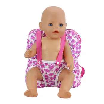 Fialový Kvet Taška,Bábika príslušenstvo,Ružová Mriežky vankúš Nosenie fit 43 cm/17inch Baby Doll(predávať len taška)