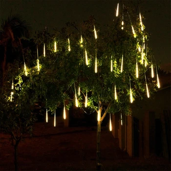 Solárne LED meteorický dážď Dážď Svetlá Dovolenku String Svetlá Nepremokavé Záhradné Svetlo 8 Skúmaviek 144 Led Vianočné Svadobné Dekorácie