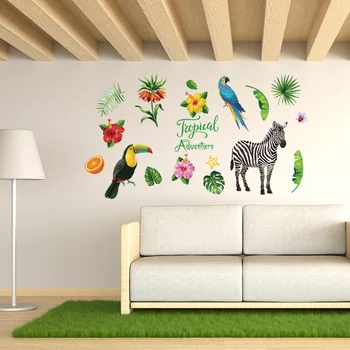 Tropické dobrodružstvo bonsai Kvet tiger samolepky na stenu domova obývacia izba, kuchyňa pvc stenu diy nástenné art Decoration