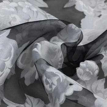 LEO&LIN Organza Výšivky Pohľadu Rezané Kvety Hodváb Surového Hodvábu Žakárové Imitácia Hodvábu Textílie Materiál Super Krása