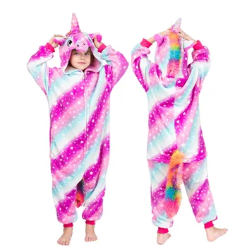 Nastaviť Kigurumi Zvieratá Jednorožec Deti Pyžamá Zimné Chlapci Dievčatá Panda Pyžamá Oblečenie Vianoce Deti Kapucí Sleepwear Oblečenie Pre Voľný Čas