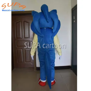 Veľkoobchod modrá kreslená postavička sonic maskot kostým pre dospelých,zábavné plyšový Ježko fursuit pre cosplay party