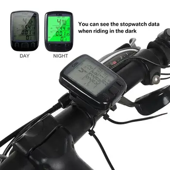 2020 SD-563B Vodotesný LCD Displej Bicykel Káblové pripojenie Počítača na Bicykli Bicykli Rainproof počítadlo kilometrov Rýchlomer s Zelené Podsvietenie