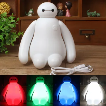 RGB Stmievateľné Tvorivé Nový Veľký Hrdina Roztomilý Kreslený Baymax LED USB Nabíjanie Nočné Svetlo Spálňa Lampa Deti Darček Nočné Lampy Deti