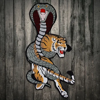 Veľký Tiger s Hadom, Výšivky, Tkaniny Škvrny Nálepky Žehlička Na Nášivka Škvrny Odev, Dekorácie, Šitie Doplnkov