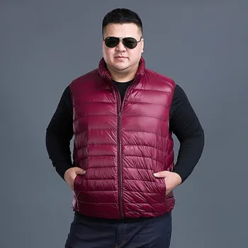10XL módna vesta ultra ľahká páperová bunda vesta bez rukávov a collarless pre mužov bežné kabát muž kačica nadol bunda na zimu