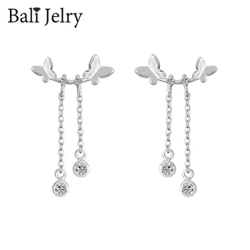 BaliJelry 925 Silver Ženy Náušnice, Šperky, Doplnky Motýľ Tvar Zirkón Drahokam Drop Náušnice pre Svadobné Zásnubný Dar