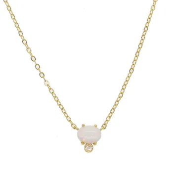 2019 Najvyššej kvality jemné tvar elipsy náhrdelník prívesok pre ženy lady módne Cubic Zirconia biele opálové roztomilý kúzlo náhrdelníky