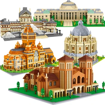 Diamond City Architektúry Taj Mahal Oxford University Hrad Micro Stavebné Bloky, Big Ben Cambridge, Londýn, Paríž, Louvre Hračky