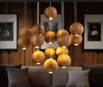 2017 Masívneho dreva luster moderný Čínsky, Japonský Nordic tvorivé minimalistický obývacia izba, jedáleň, tri single-hlava drevené lampa