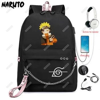 Naruto Akatsuki Mochila Batoh Pre teenagerov Deti, Dievčatá, Chlapcov Študentov Školy USB Tašky Notebook Chlapci Taška cez Rameno Cestovný Batoh