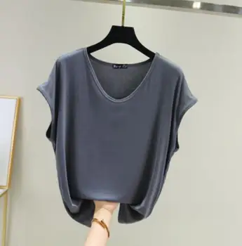 Nové dámske V - krku-krátke rukávy lete farbou slim jednoduché T-shirt