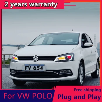Pre VW Polo Svetlometu 2011-2018 Dynamické zase signál LED drl denné beží ľahké Dvojité objektív Xenon vysoká nízka Lúča svetlometov