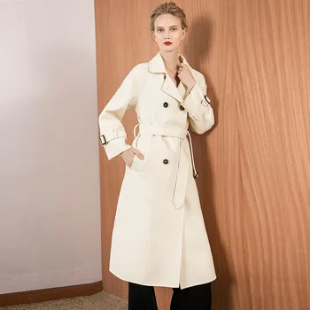 Jesenné a zimné 2019 nové obojstranné cashmere kabát žien Európskych a Amerických veľké vlnené kabát strednodobom a dlhodobom high-end w