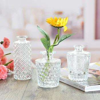 Jednoduché, Transparentné Sklo Malá Váza, Nordic Dekorácie Obývacia Izba Kvet Domov Vázy Aromaterapia Fľašu