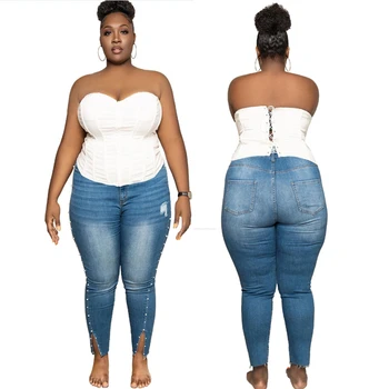 Sexy Nohavice Pre Ženy, Umývanie Chudá Jean Roztrhlo Veľkoobchod Dropshipping Plus Veľkosť Jeans pre Ženy, Dámy Úrad Vysokého strede zúžený Džínsy
