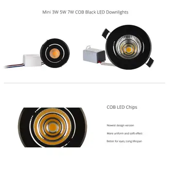 Špeciálne Black led spot Mini 3W 5W 7W COB LED svietidlo Stmievateľné Zapustené Svietidlo Svetlo najlepšie pre strop home office hotel 110V 220V